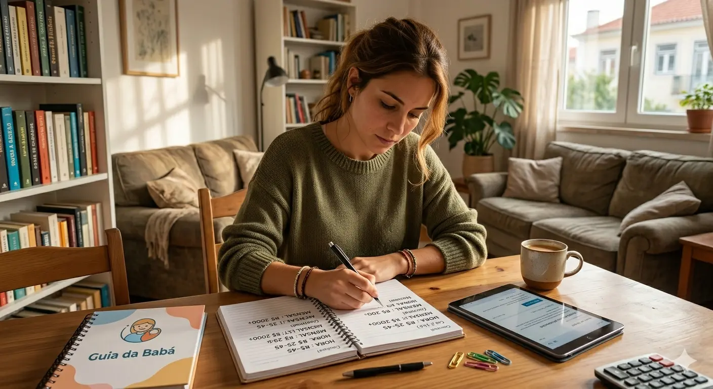 babá profissional calculando quanto ganha uma babá por hora em 2026
