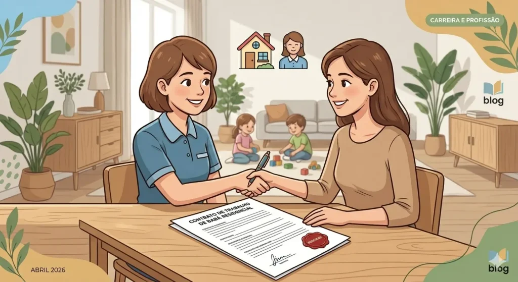 Contrato de trabalho de babá residencial sendo assinado