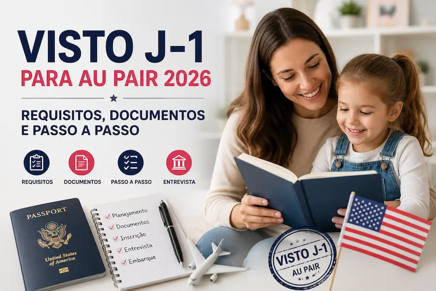 Jovem au pair brasileira com passaporte e documentos para solicitar o visto J-1 nos Estados Unidos